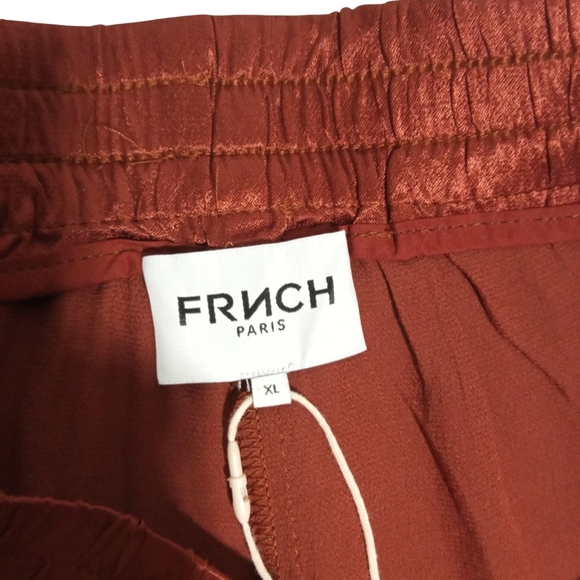 FRNCH Paris Women's Elastic Pull On Pocket Rust Brown Wide Leg Pants Size XL - Picture 4 of 9